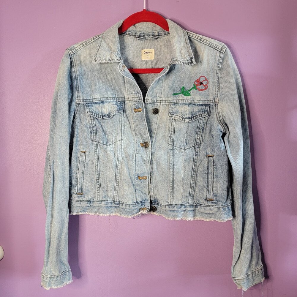 Women s GAP 1969 light Blue Wash Cotton Denim jean JACKET size MEDIUM